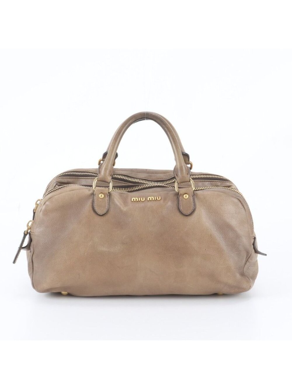 Miu Miu Leather Handbag Mini Boston Tote Gold